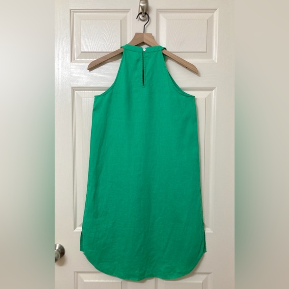 Sigrid Olsen Women’s 100% Linen Kelly Green Halter Neck Mini Dress XS Resort - Picture 4 of 8